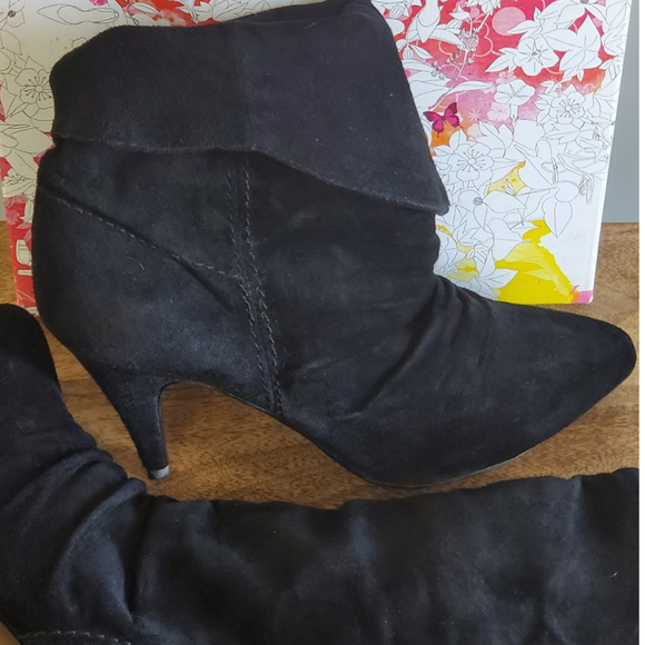 Black Suede Ankle Boot Sz 7-8 - Picture 4 of 4